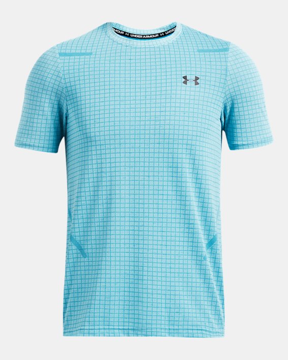 Męska koszulka z krótkim rękawem UA Seamless Grid, Blue, pdpMainDesktop image number 3